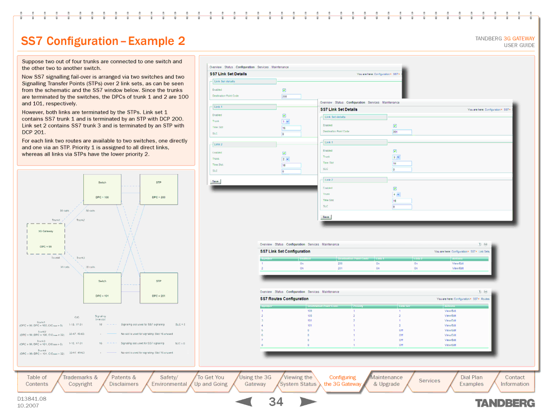 TANDBERG D13841.08 manual SS7 Configuration - Example, User Userguide Guide 